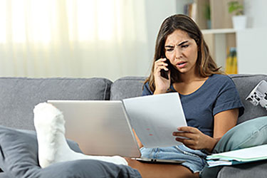 Woman calling a personal injury attorney