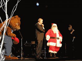 Dennis VanDerGinst with Santa and Hank the Squirrel