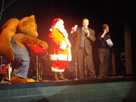 Dennis and Redhot Brian Scott with Santa and Hank